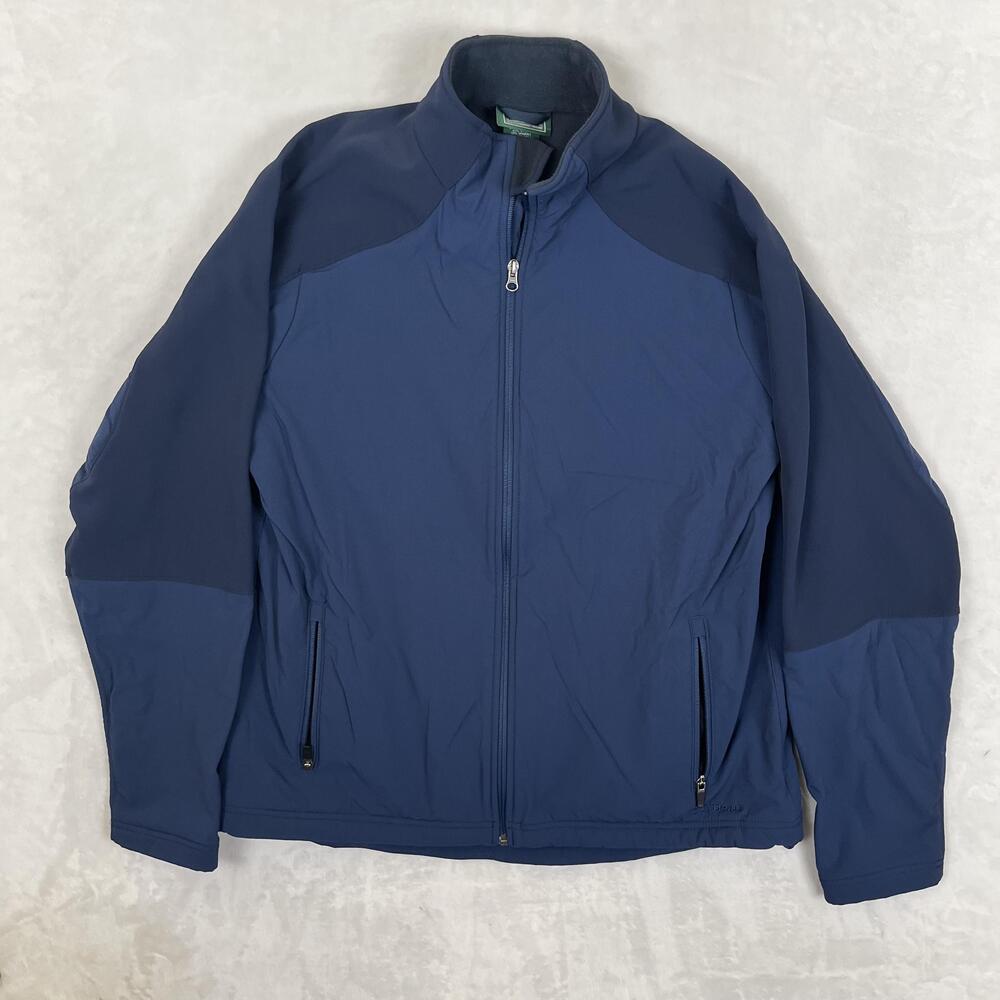 L.L. Bean Jacket Mens LT Blue Softshell Fleece Lined Full Zip Outdoor Hiking